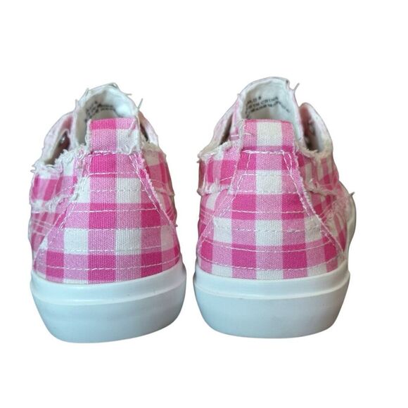 Corkys NEW Babalu Pink & White Gingham Print Slip On Sneakers Size 8 - Picture 3 of 9